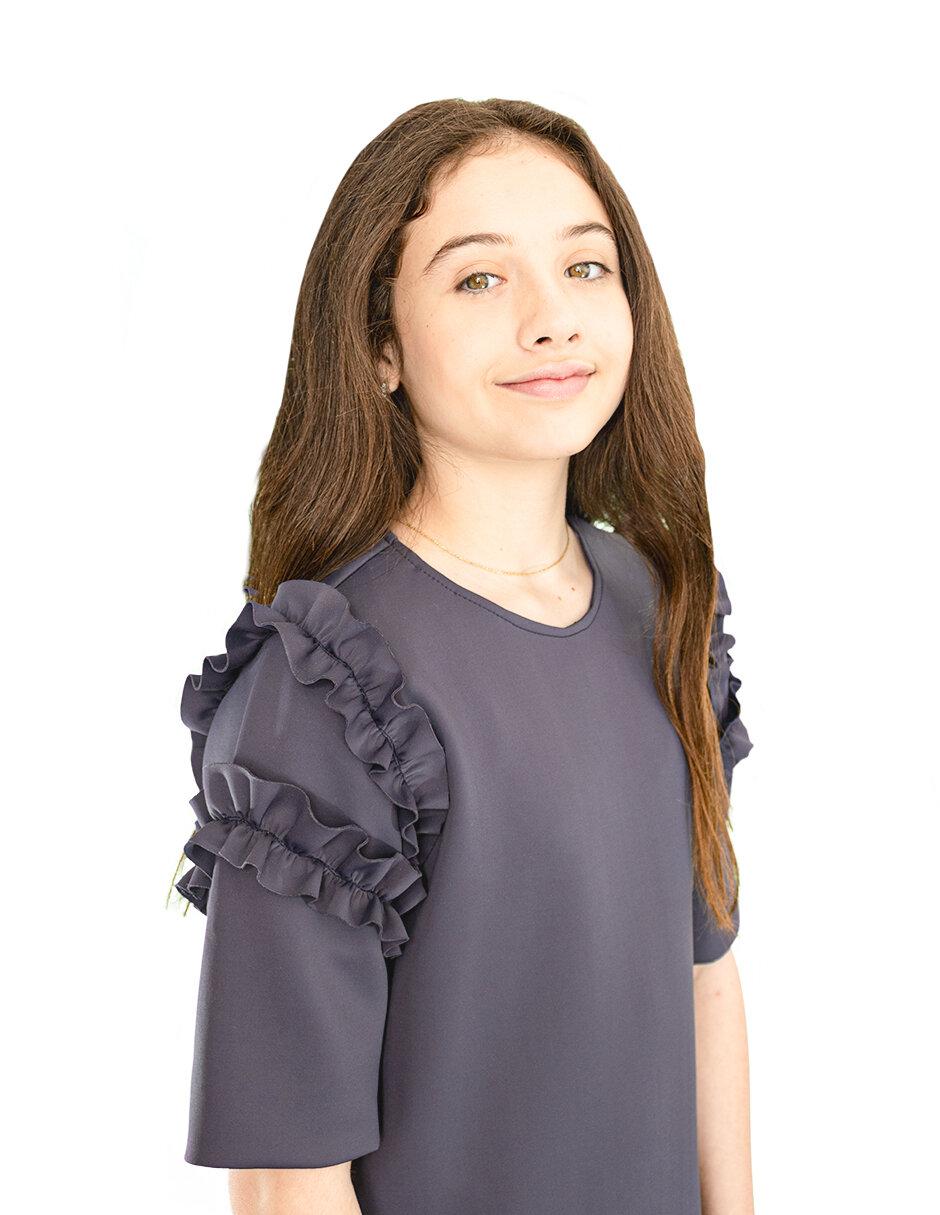 Vestido manga regular para niña