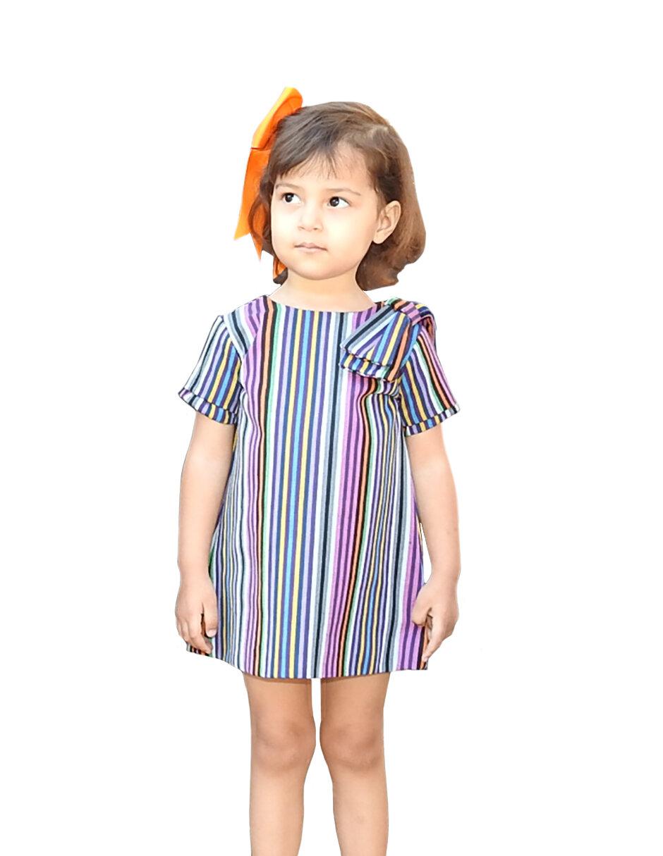 Vestido manga regular para niña