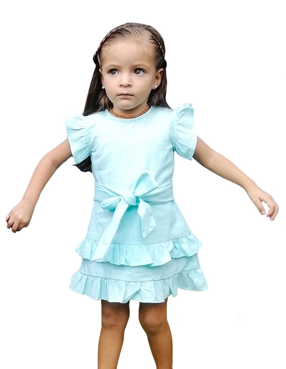 Vestido manga volantes para niña