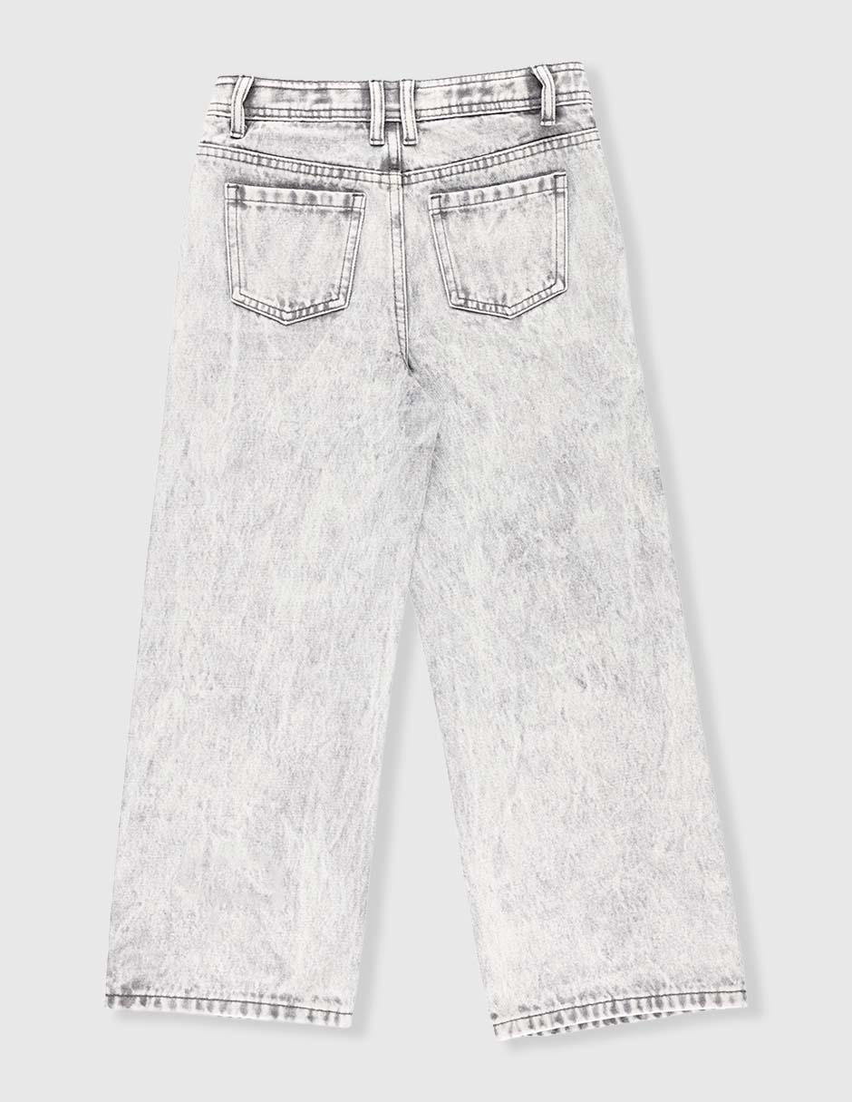 Jeans amplio Piquenique lavado claro para niña