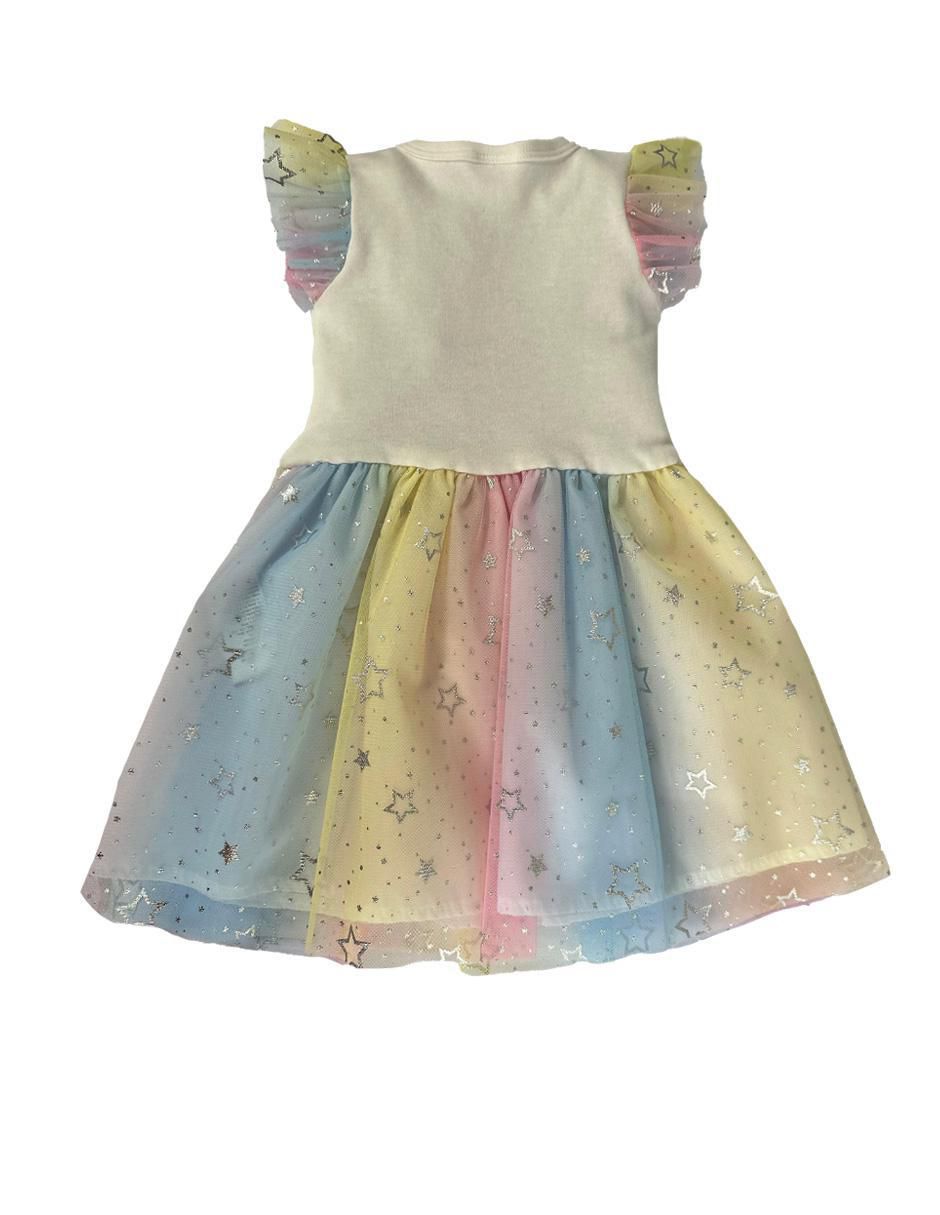 Vestido Stitch y Ángel manga volantes para niña 3