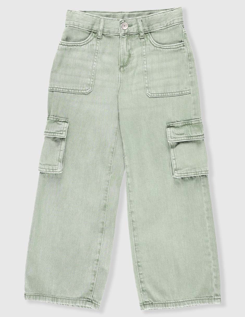 Jeans cargo amplio The Children's Place lavado claro para niña