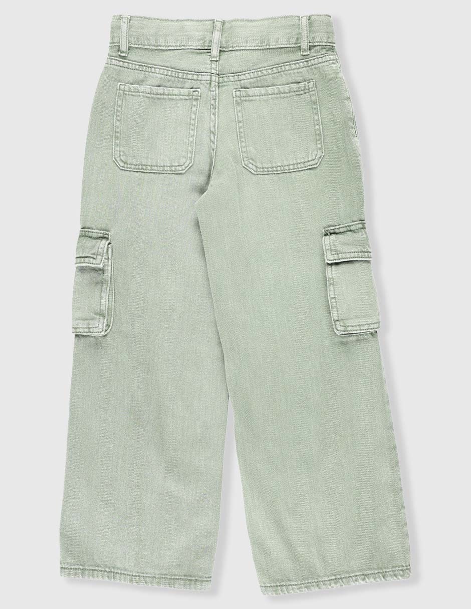 Jeans cargo amplio The Children's Place lavado claro para niña