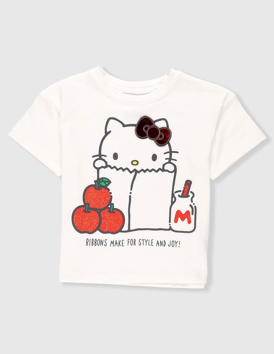 Playera Hello Kitty manga corta para niña