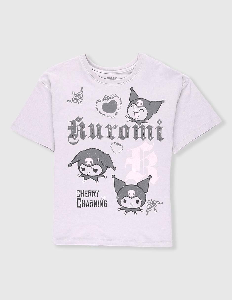 Playera Kuromi manga corta para niña
