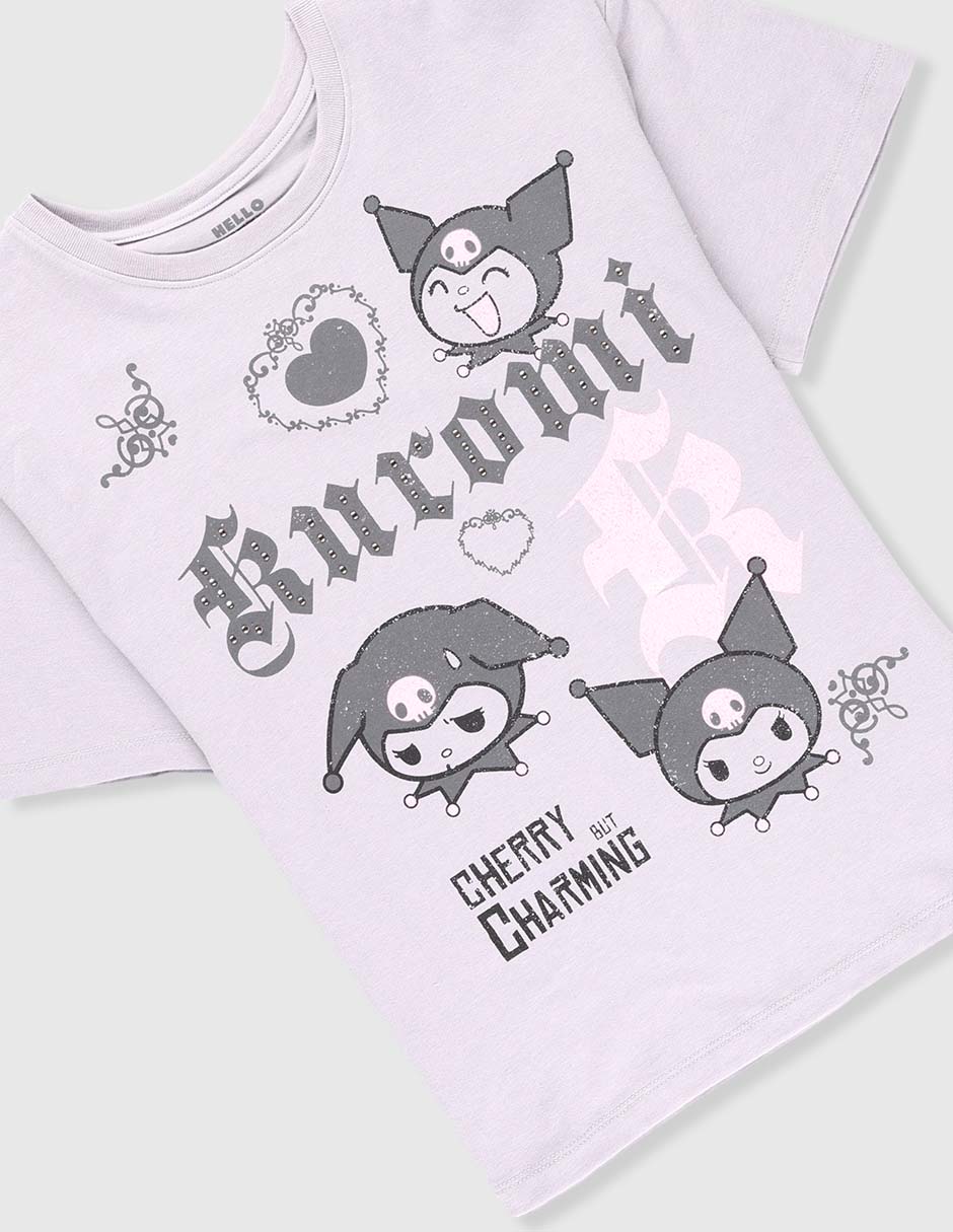 Playera Kuromi manga corta para niña