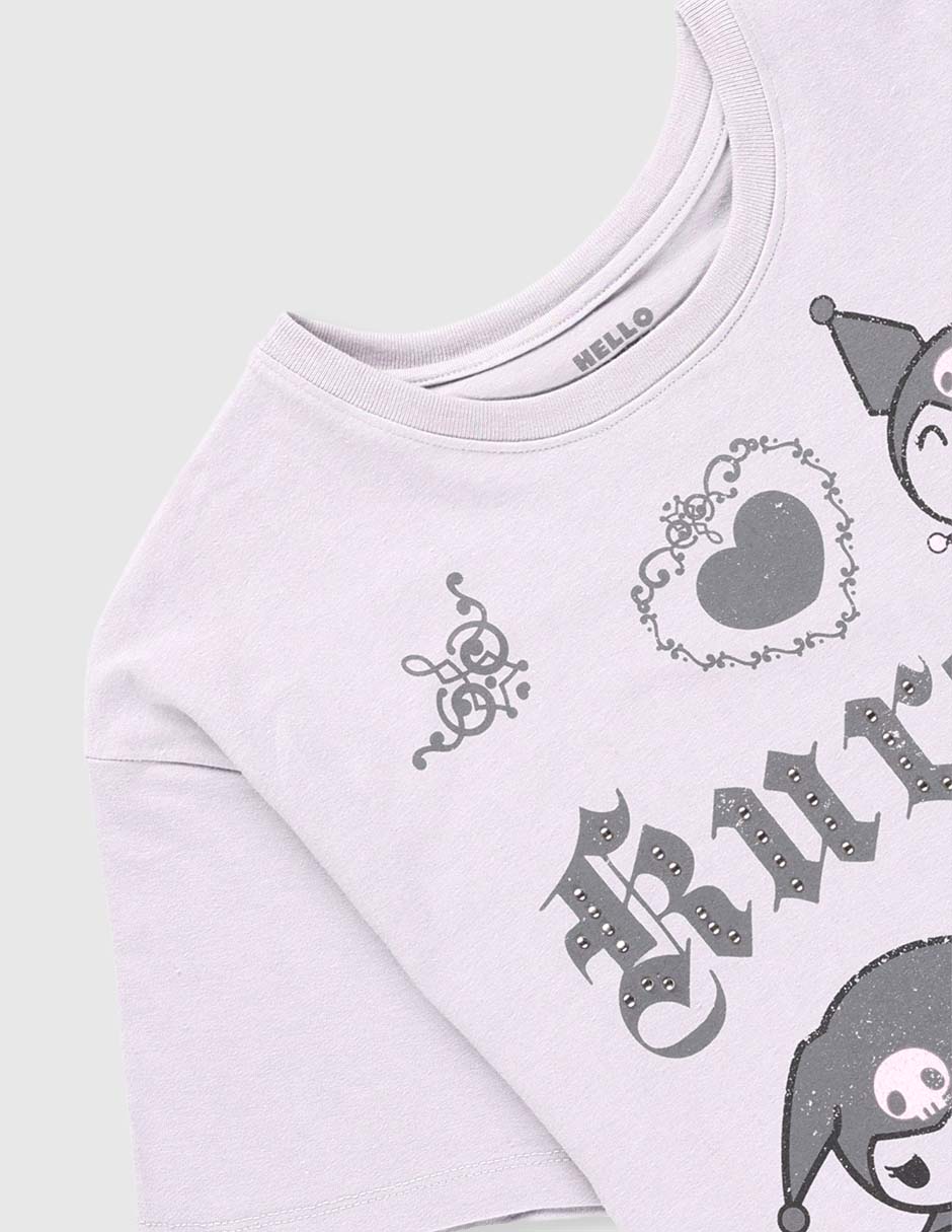 Playera Kuromi manga corta para niña