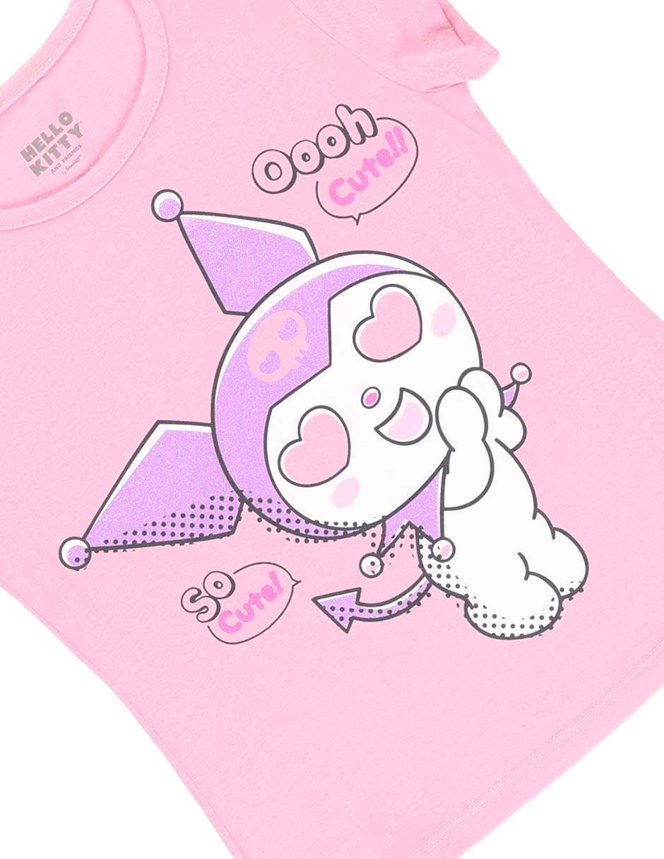 Playera Kuromi manga corta para niña 7