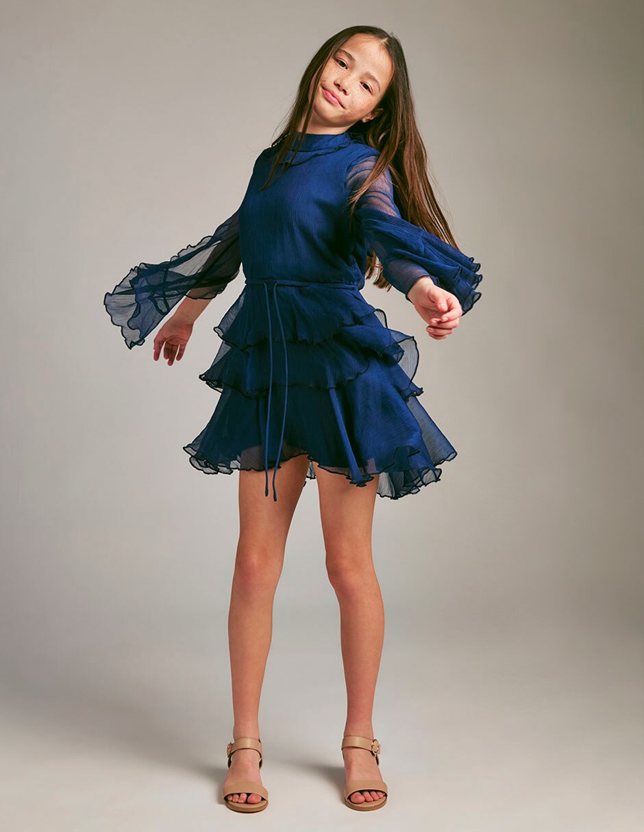 Vestido manga volantes para niña
