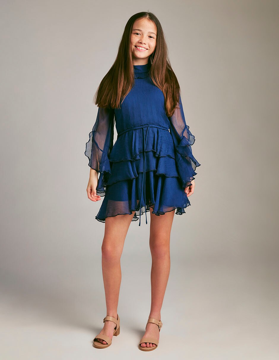 Vestido manga volantes para niña