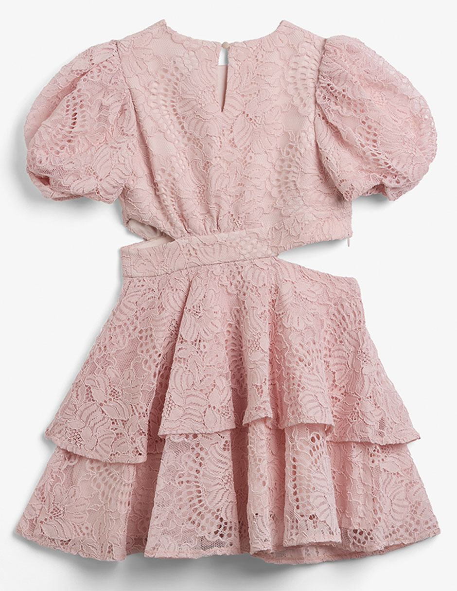 Vestido Bardot Junior Lucia Lace manga globo para niña