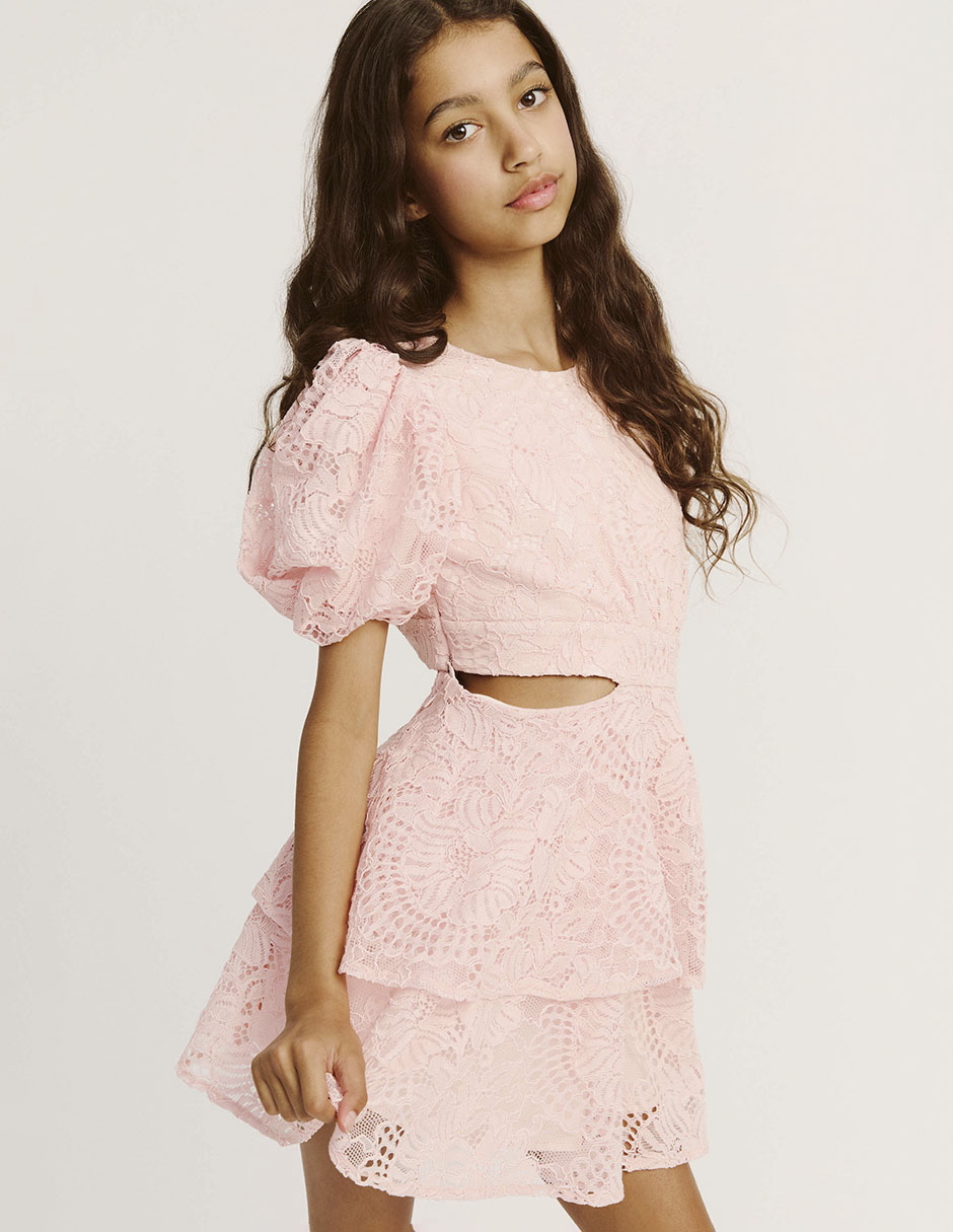 Vestido Lucia Lace manga globo para niña
