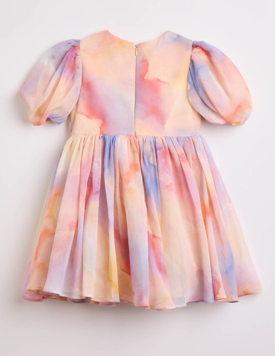 Vestido bardot junior manga globo para niña