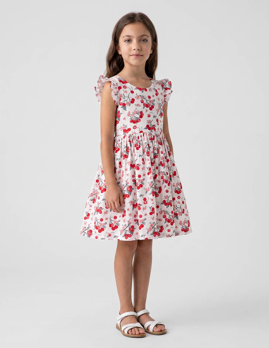 Vestido manga corta para niña