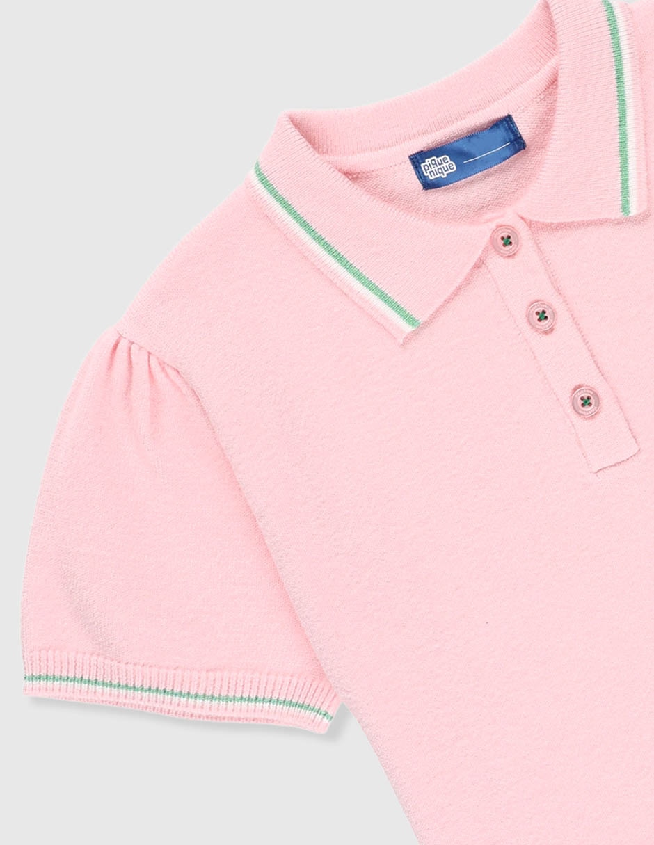 Playera tipo polo Piquenique de algodón para niña