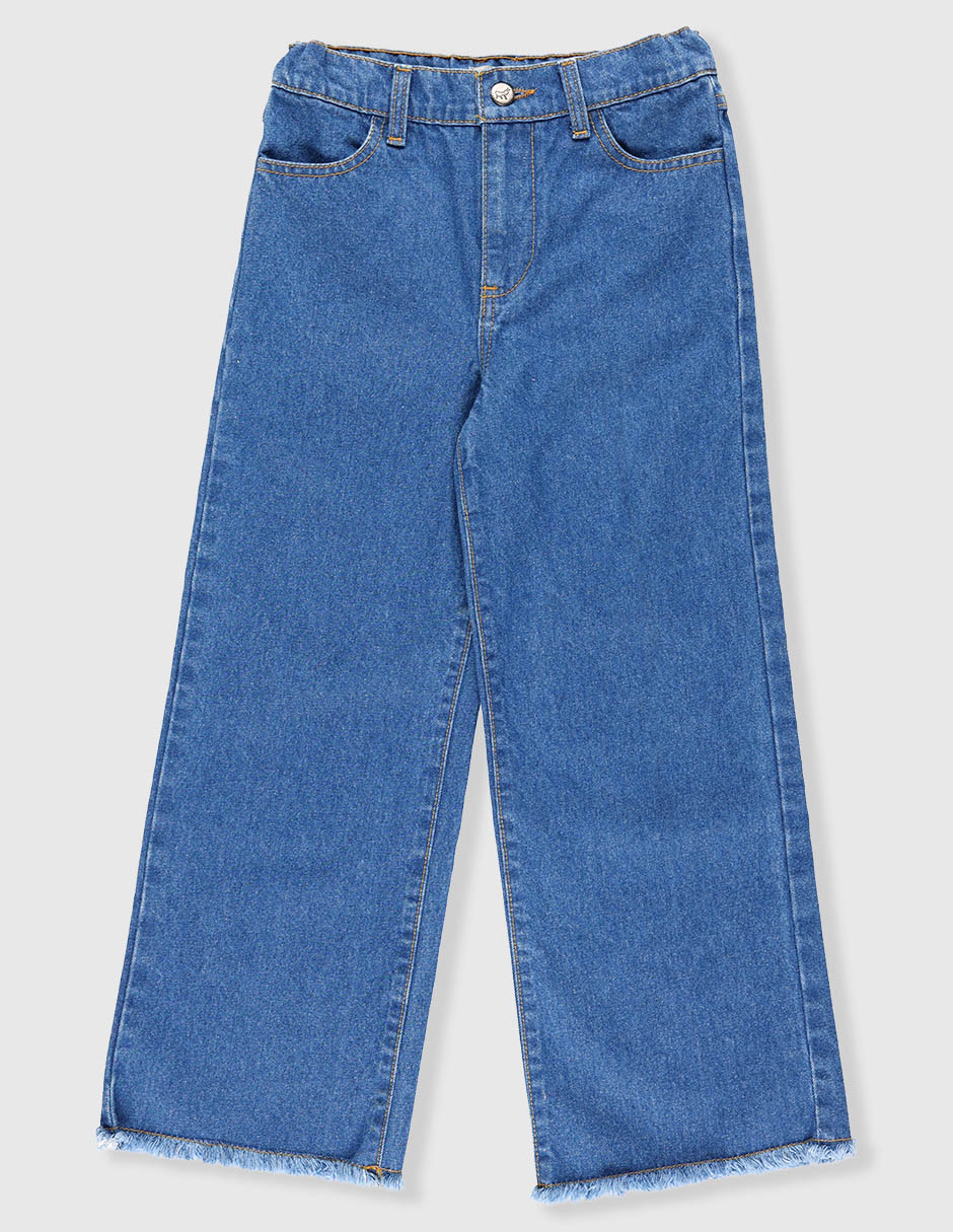 Jeans straight Piquenique lavado obscuro para niña