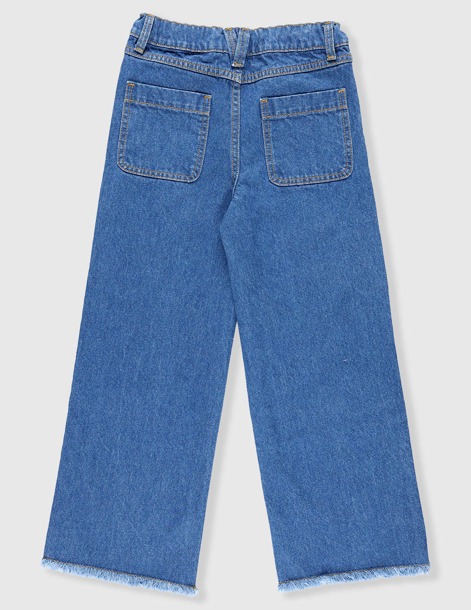 Jeans straight Piquenique lavado obscuro para niña