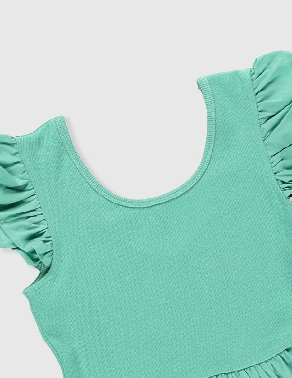 Vestido manga cap para niña