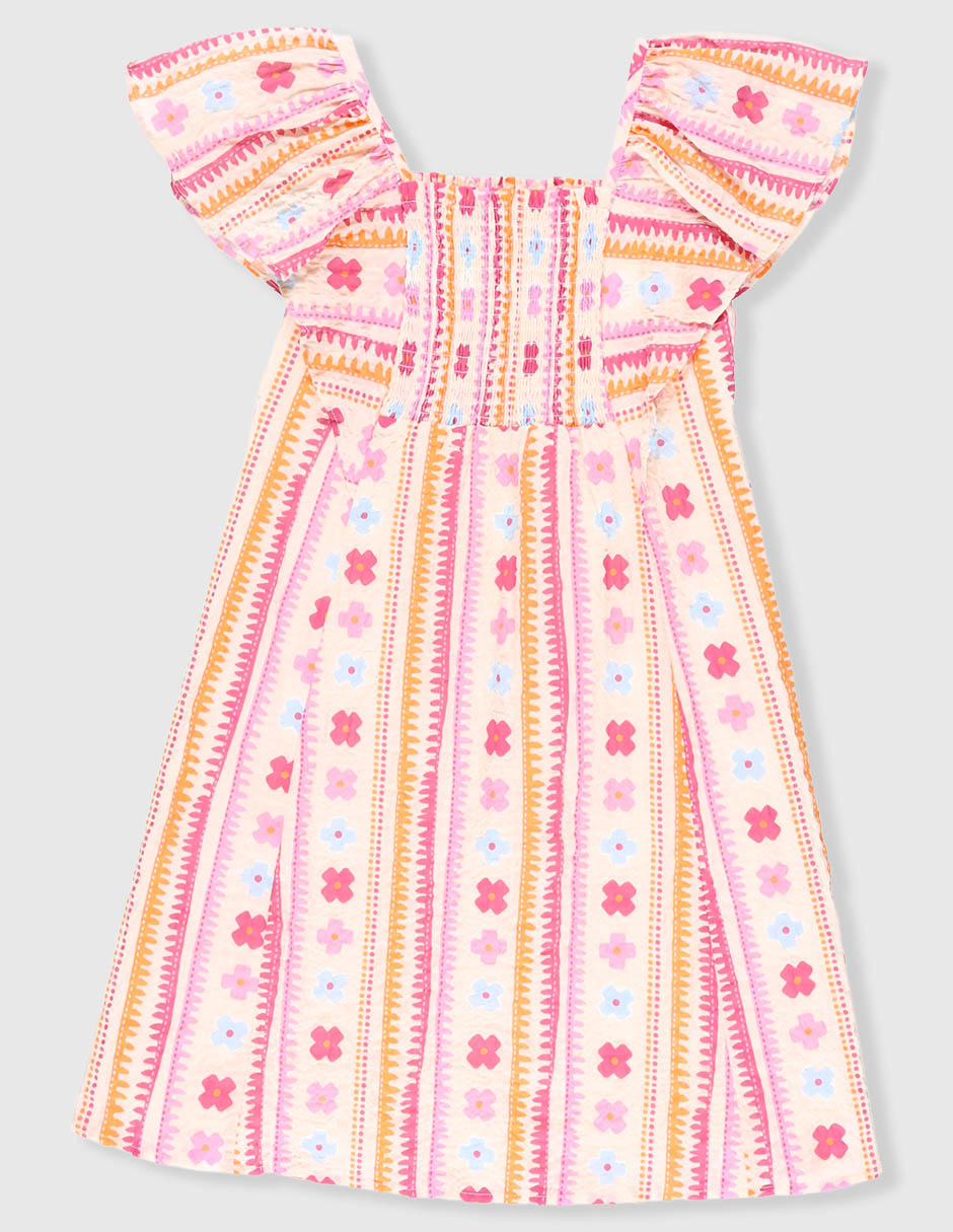 Vestido manga volantes para niña