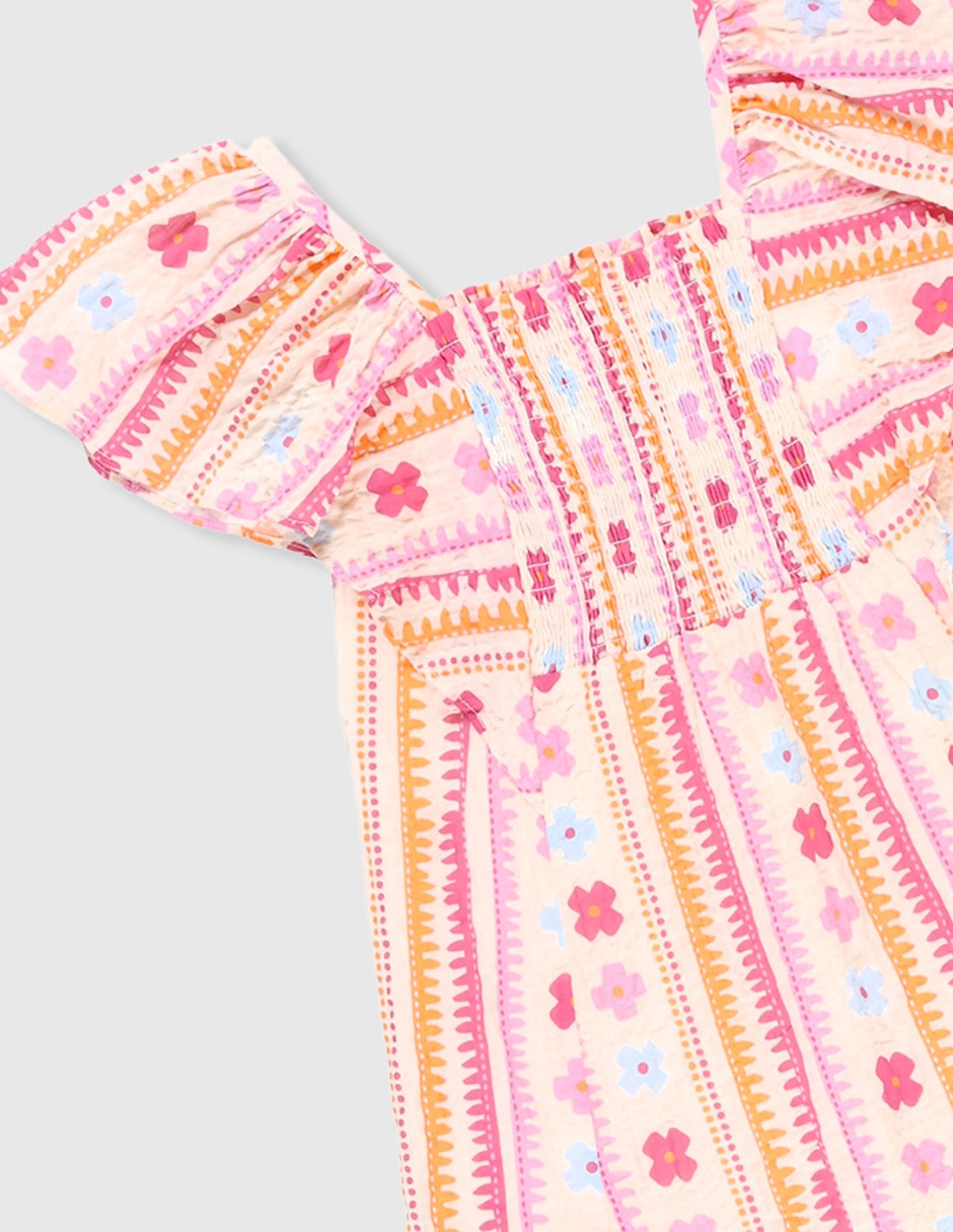 Vestido manga volantes para niña