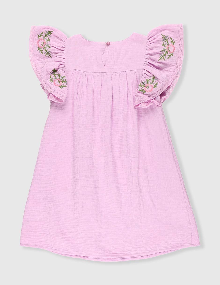 Vestido manga volantes para niña