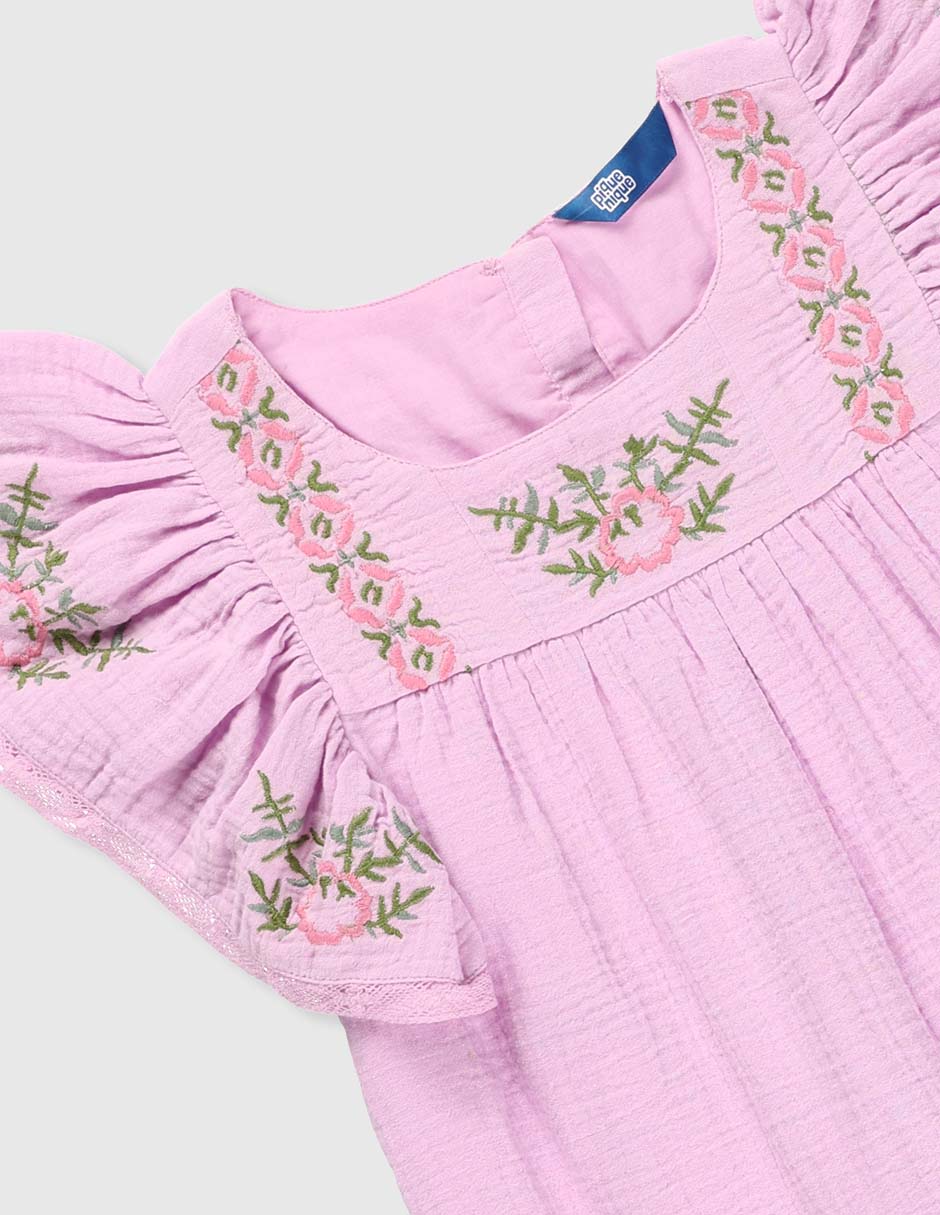 Vestido manga volantes para niña