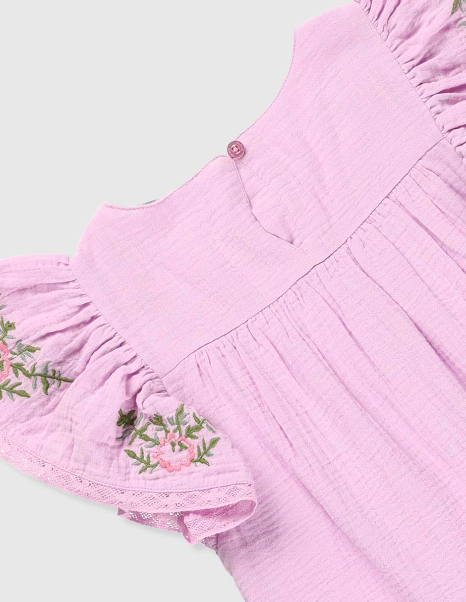Vestido manga volantes para niña