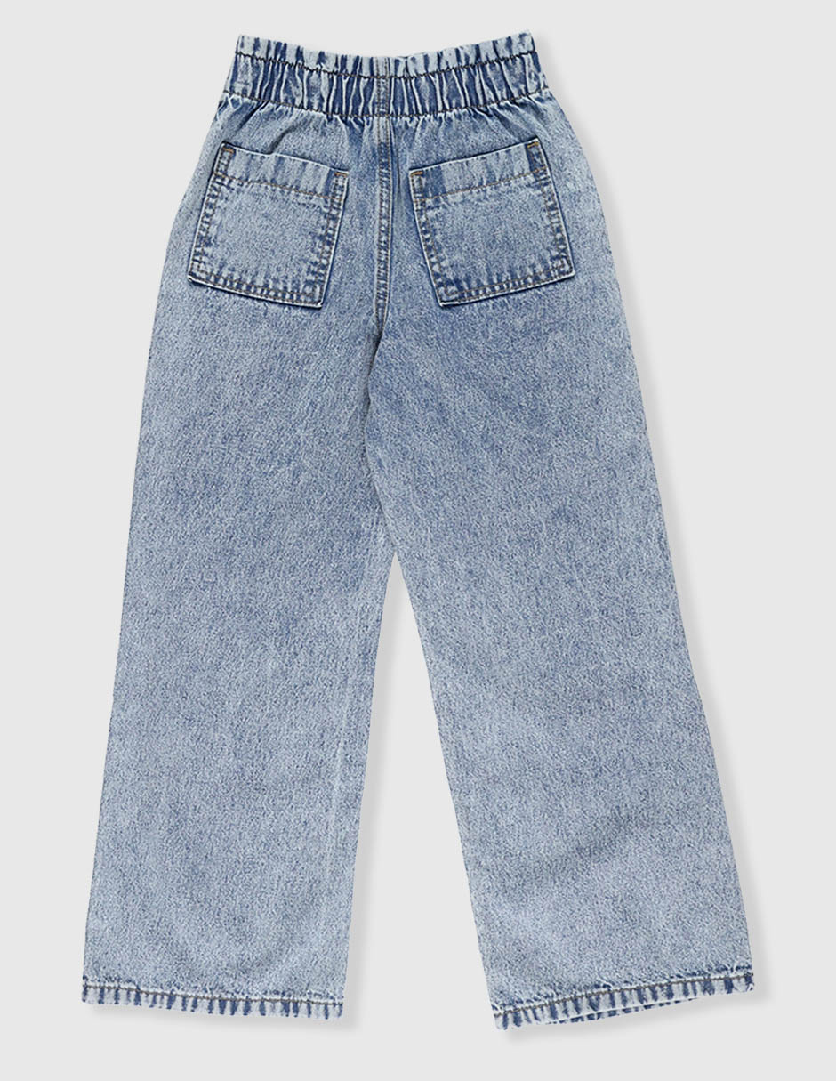 Jeans amplio lavado bitono para niña