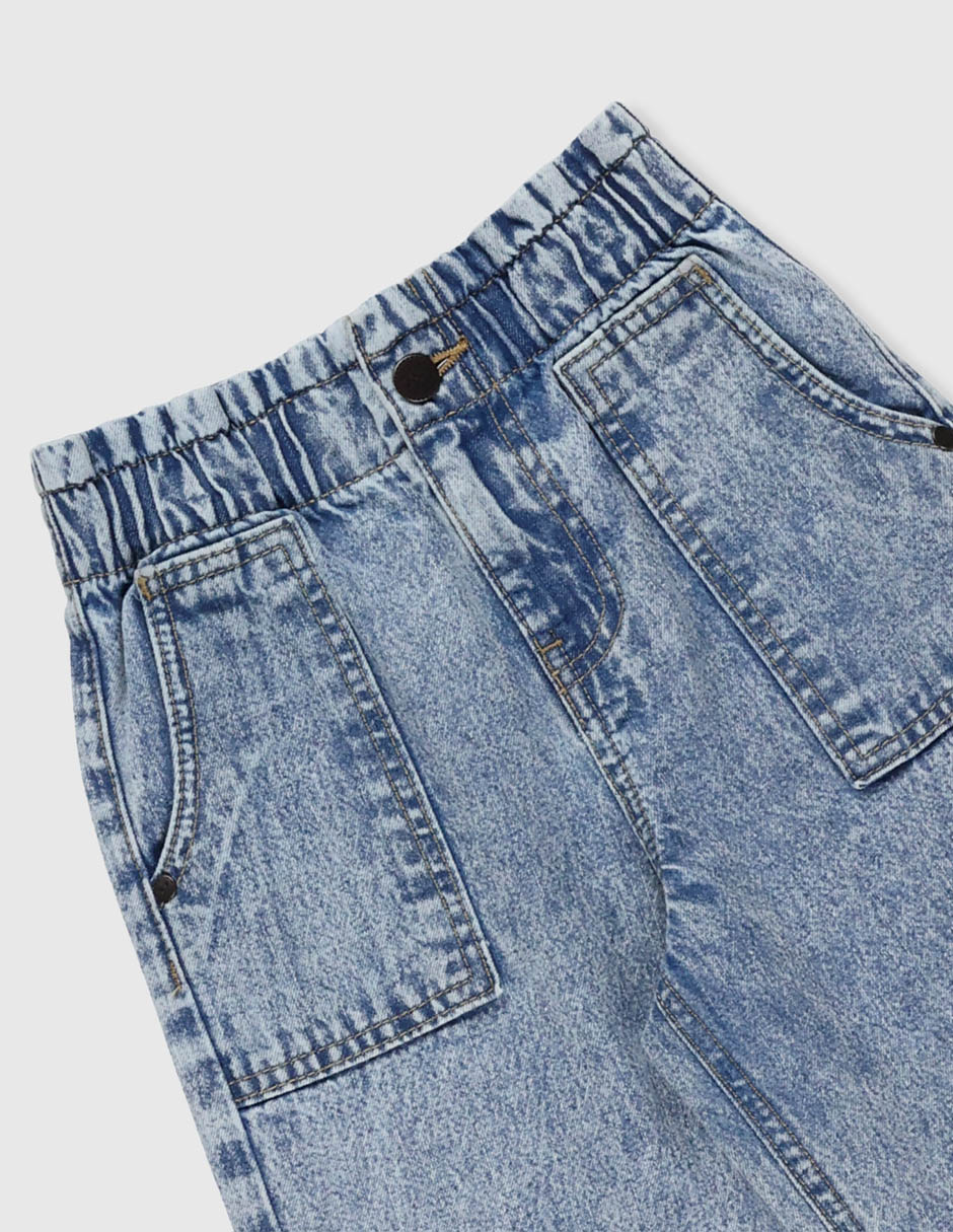 Jeans amplio lavado bitono para niña