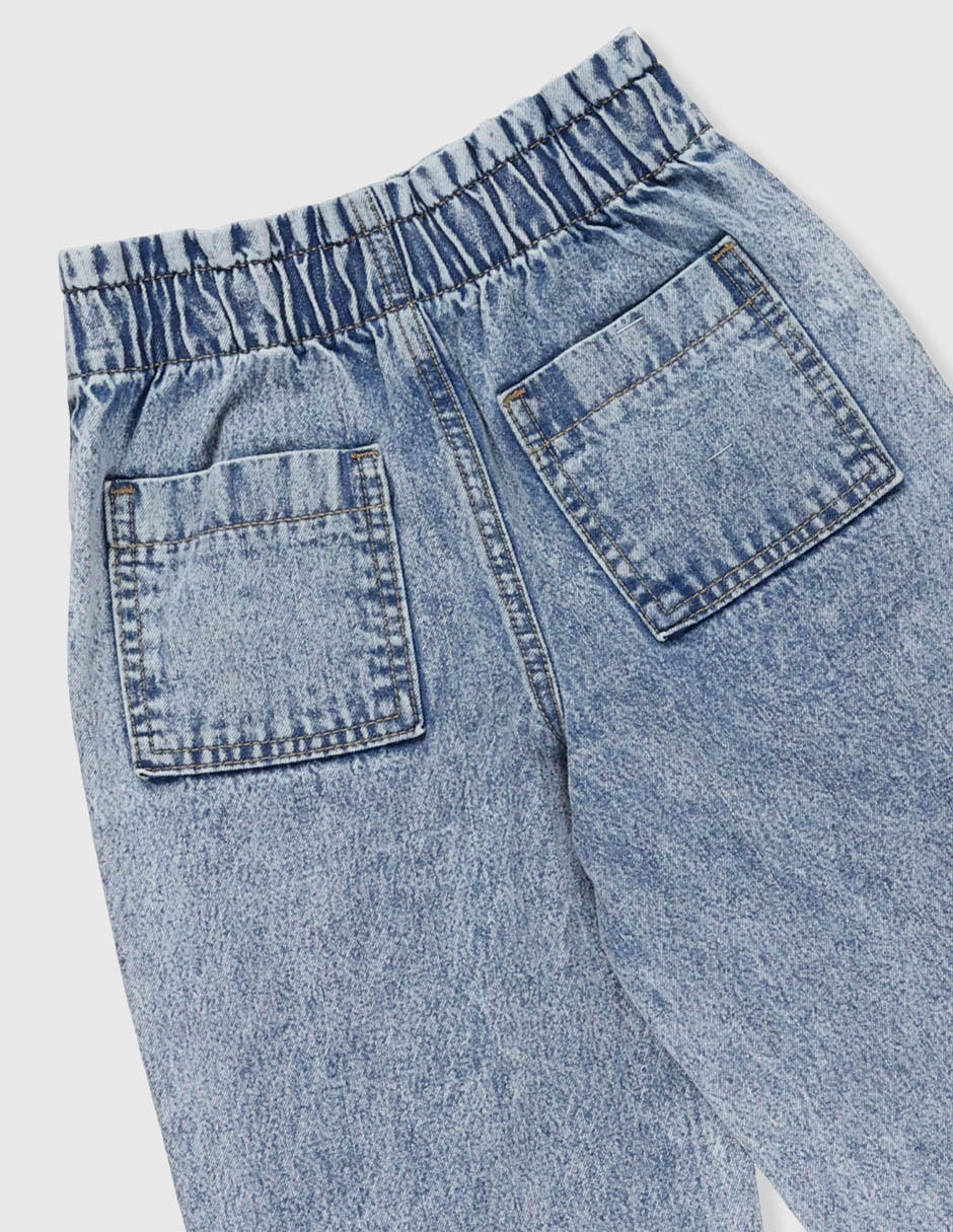 Jeans amplio lavado bitono para niña