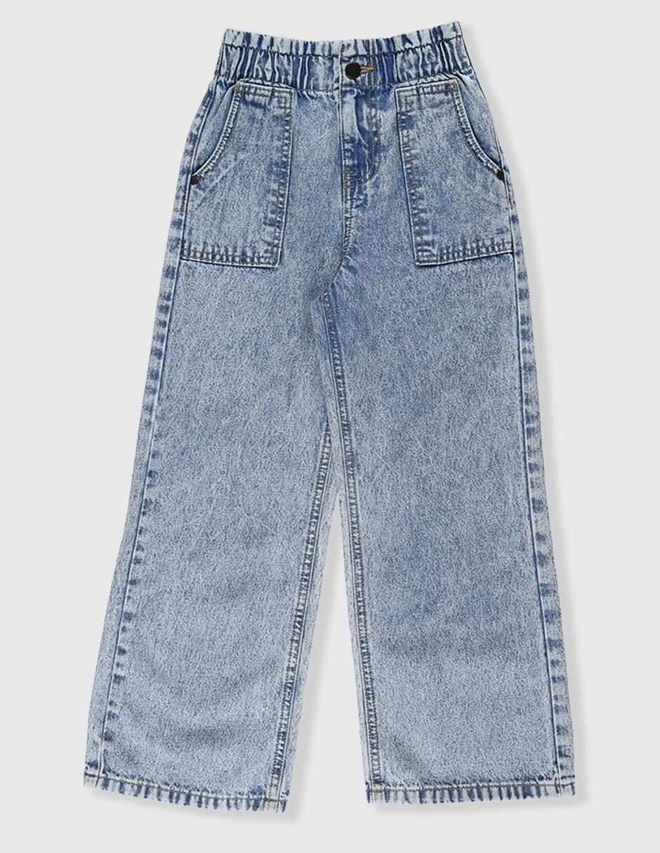 Jeans amplio lavado bitono para niña