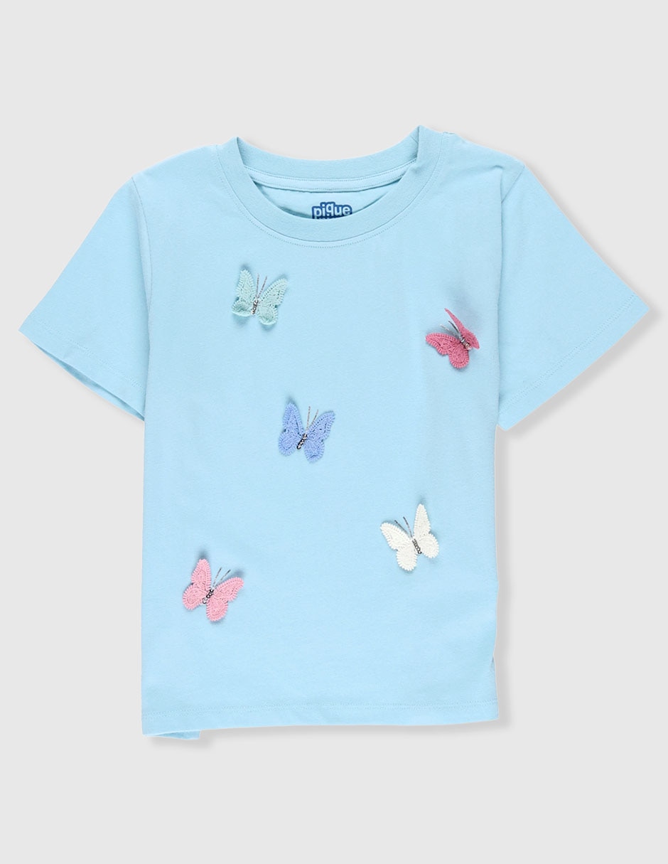 Playera manga corta para niña de mariposas