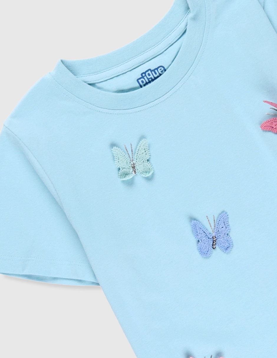Playera manga corta para niña de mariposas 3
