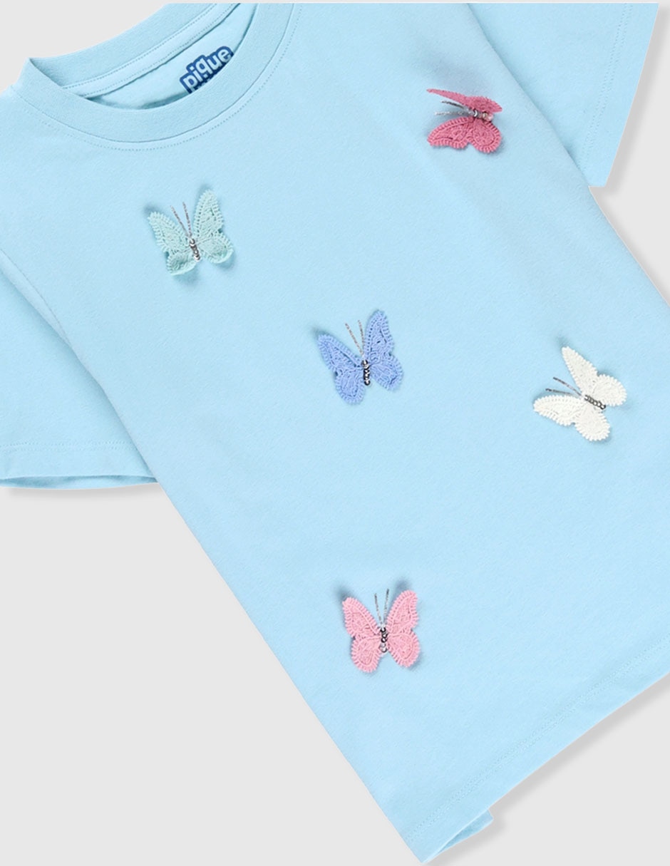 Playera manga corta para niña de mariposas 2