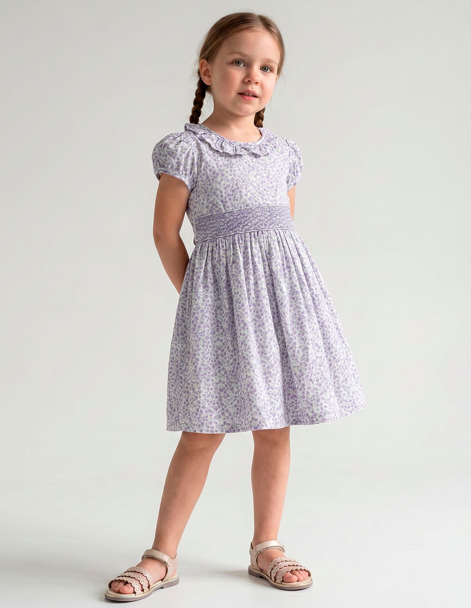 Vestido manga corta para niña