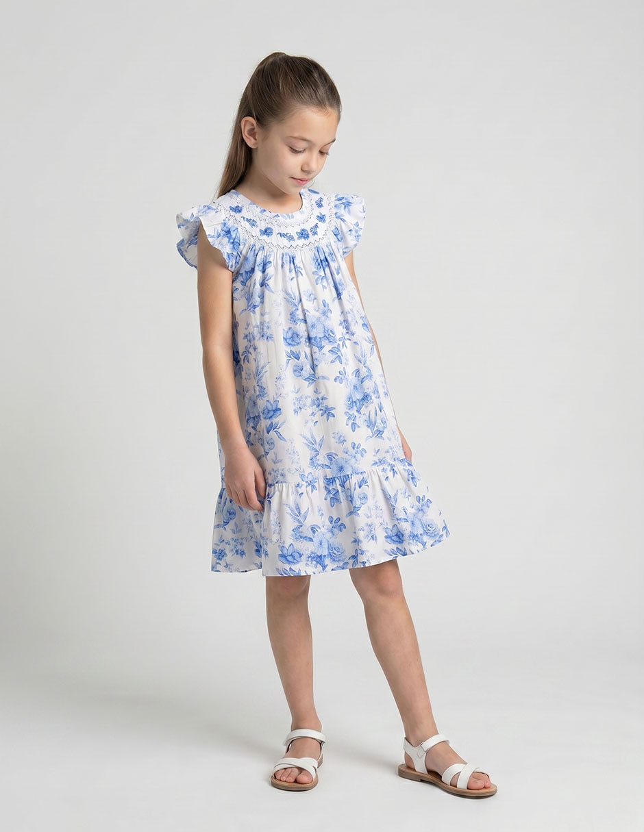 Vestido manga cap para niña 5
