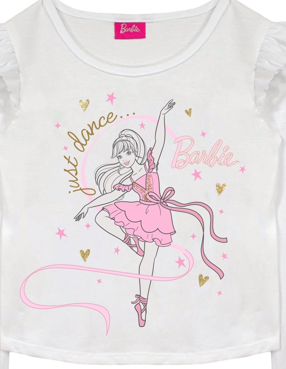 Playera Barbie manga larga para niña