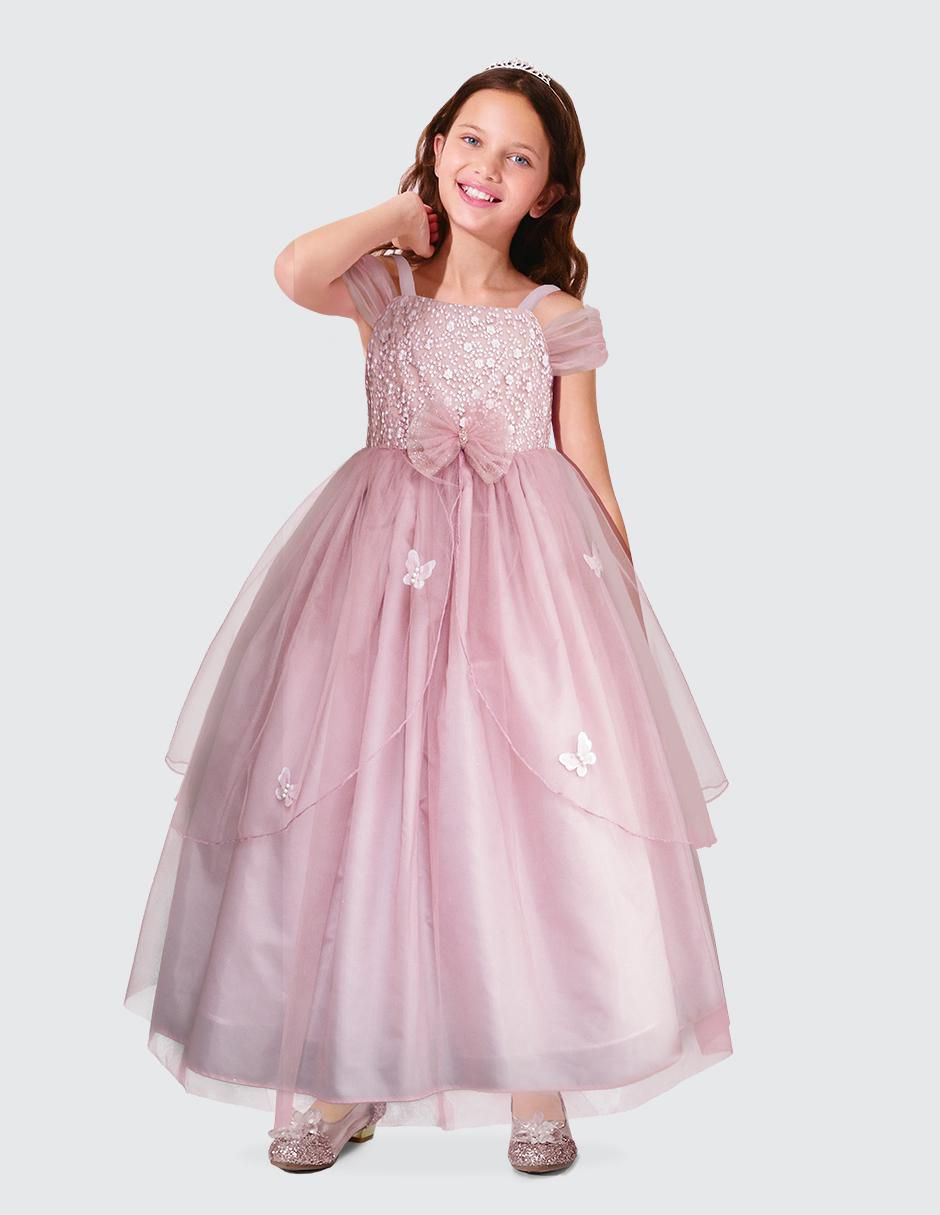 Vestido Fiesta manga con pliegues para niña Vestido Fiesta manga con pliegues para niña