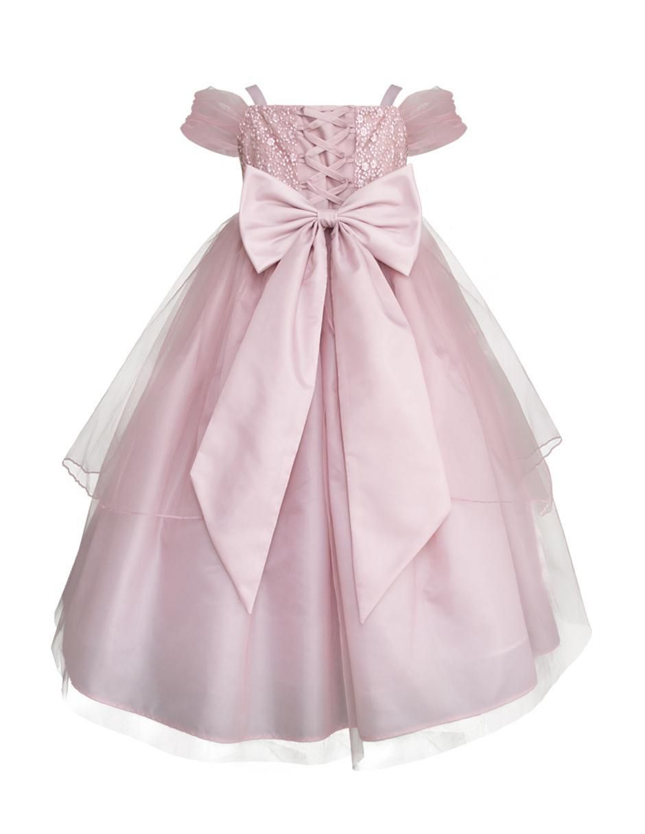 Vestido Fiesta manga con pliegues para niña