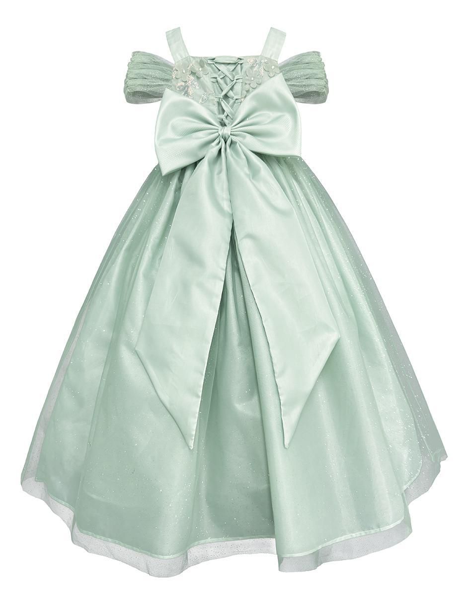 Vestido Fiesta manga con pliegues para niña