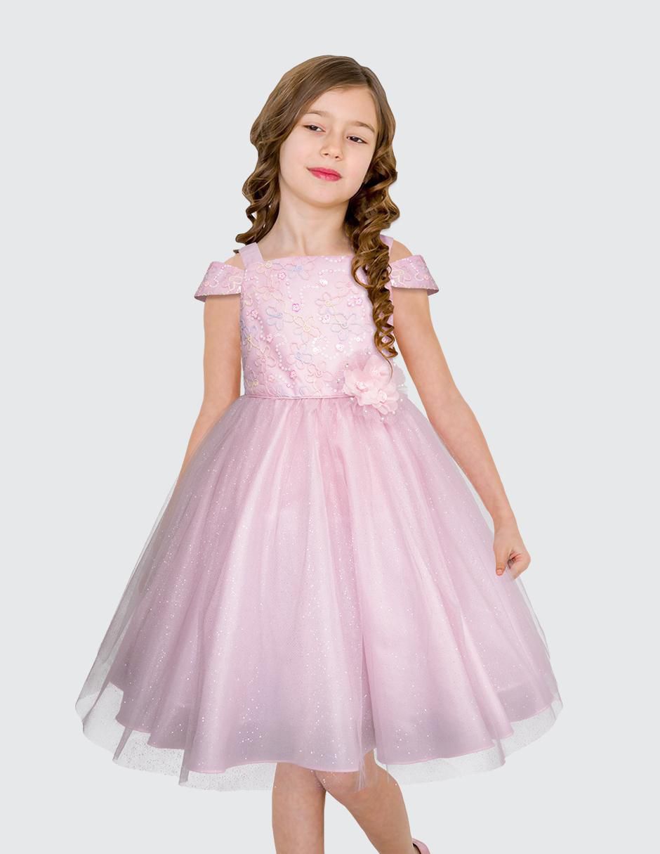 Vestido Fiesta manga caída para niña