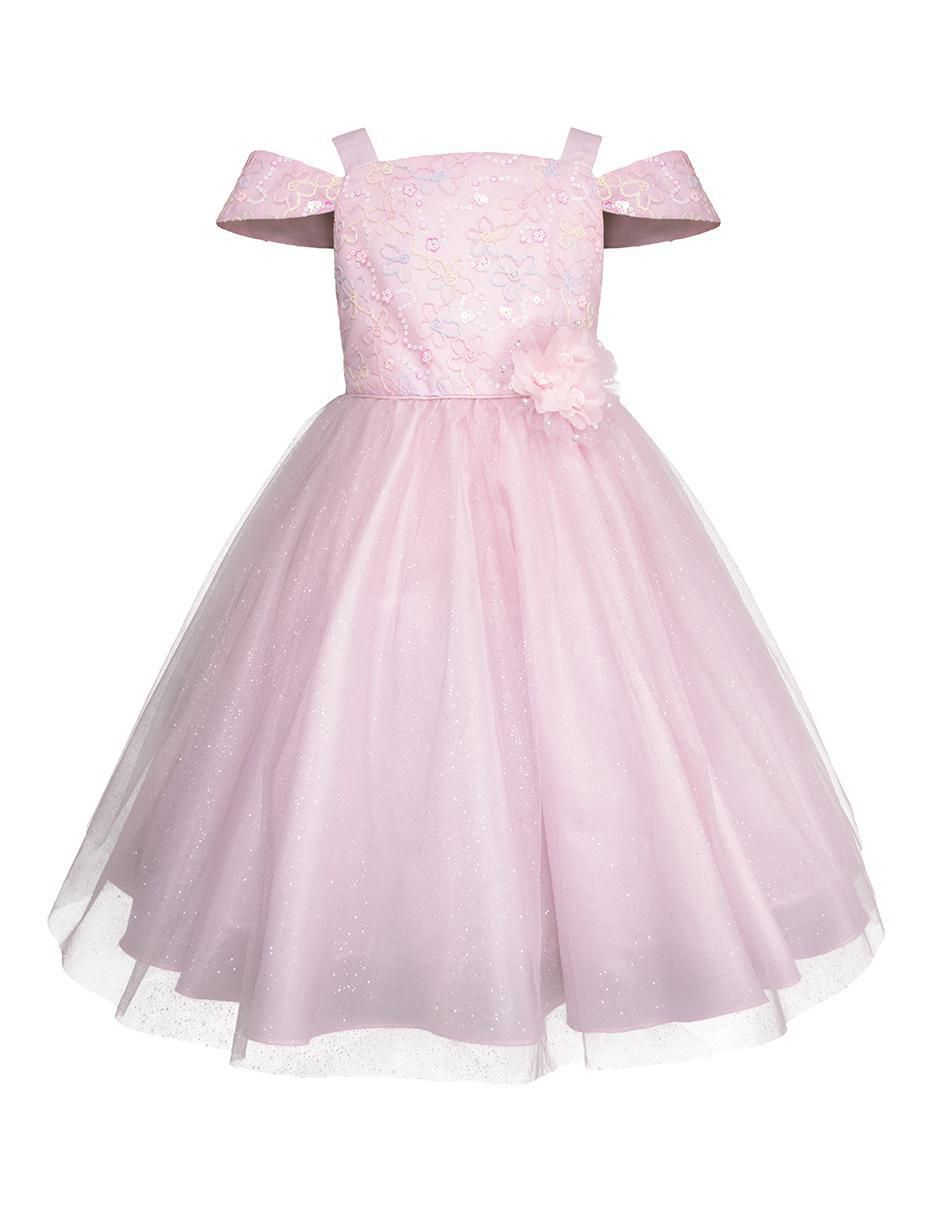 Vestido Fiesta manga caída para niña