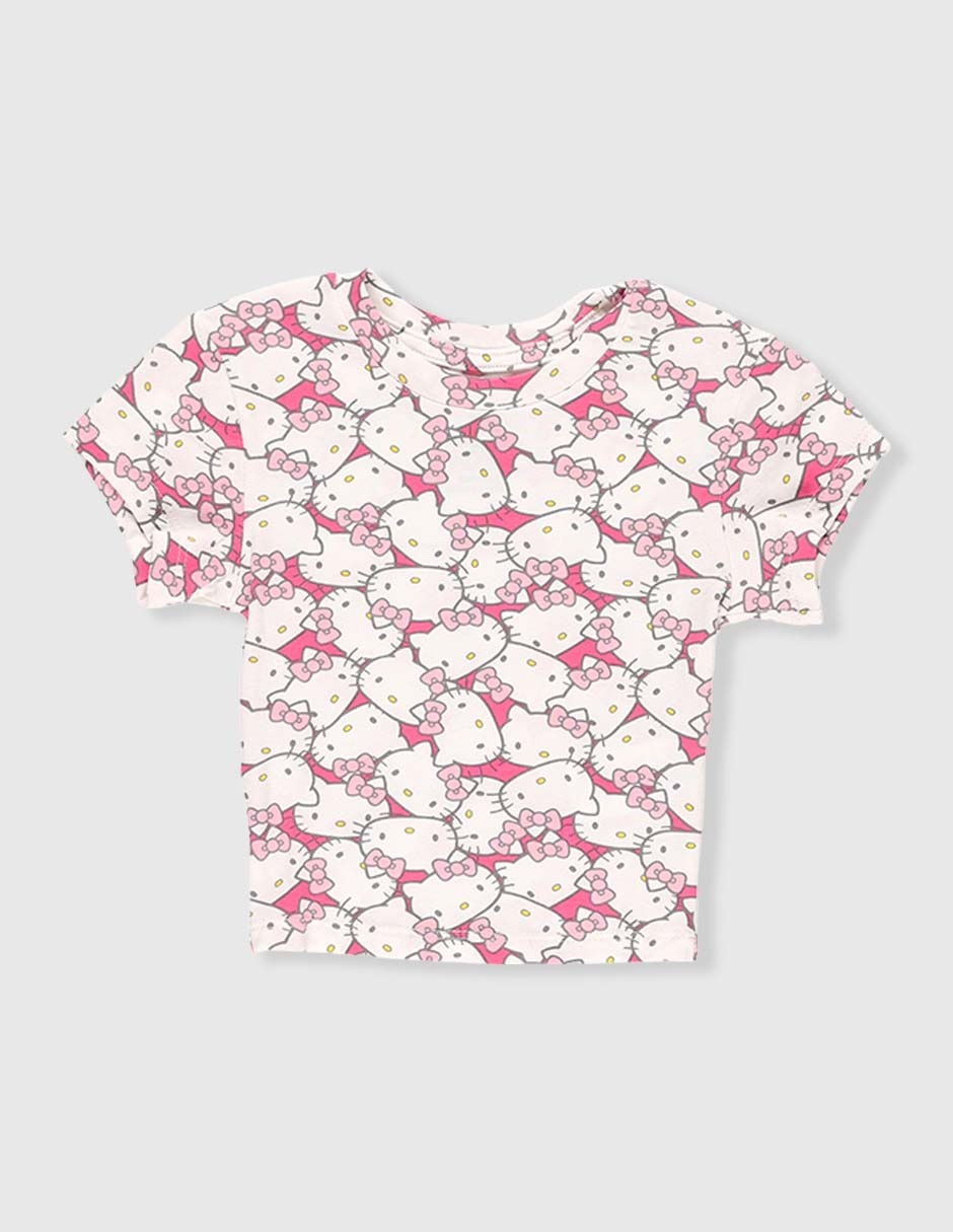 Playera Hello Kitty manga corta para niña