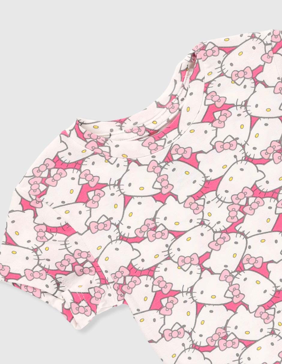 Playera Hello Kitty manga corta para niña
