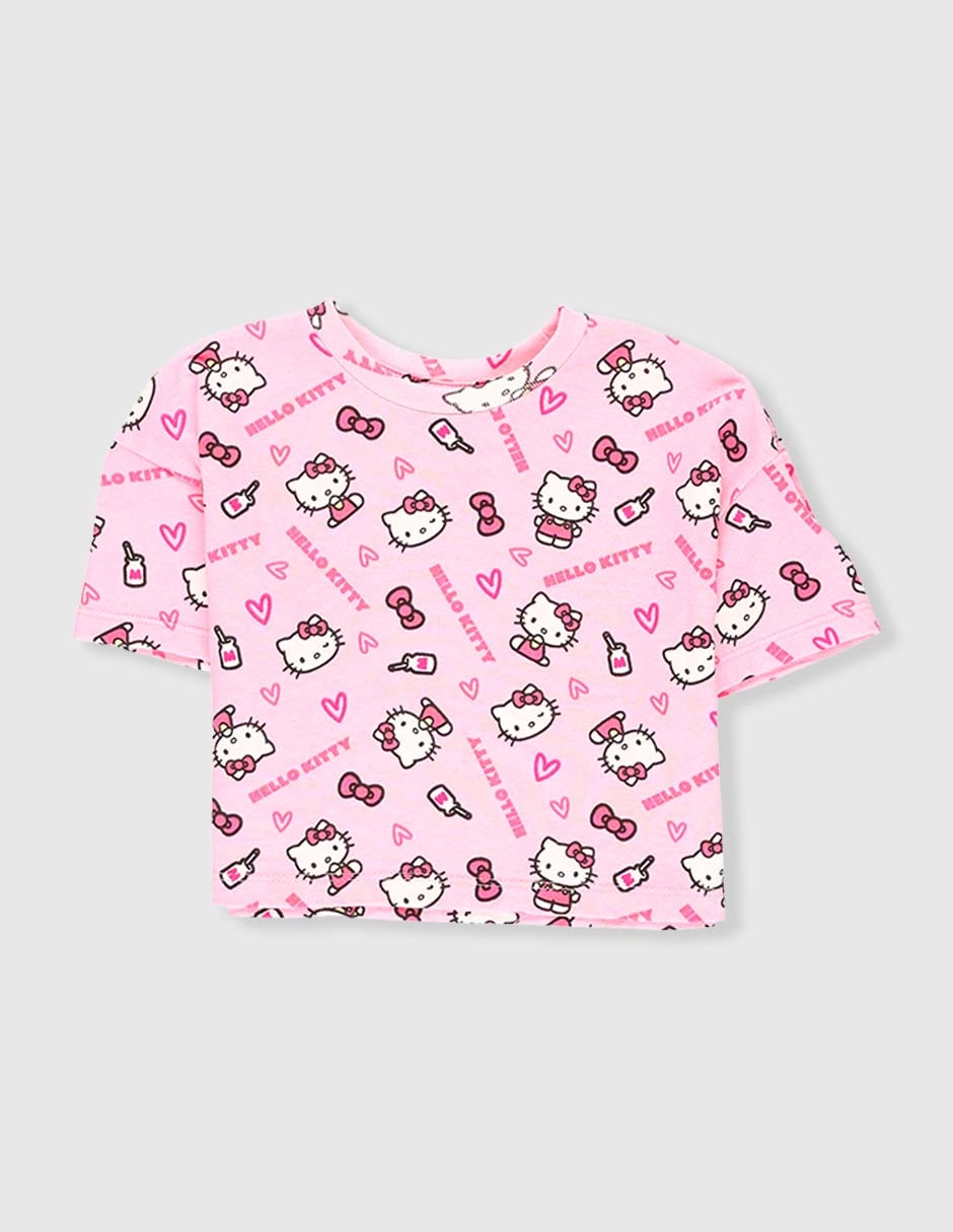 Playera Hello Kitty manga corta para niña