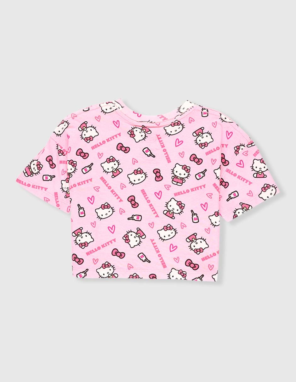 Playera Hello Kitty manga corta para niña