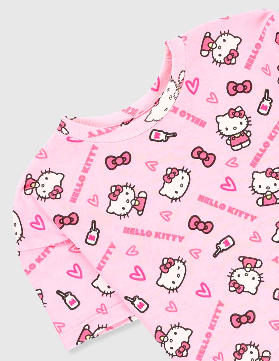 Playera Hello Kitty manga corta para niña