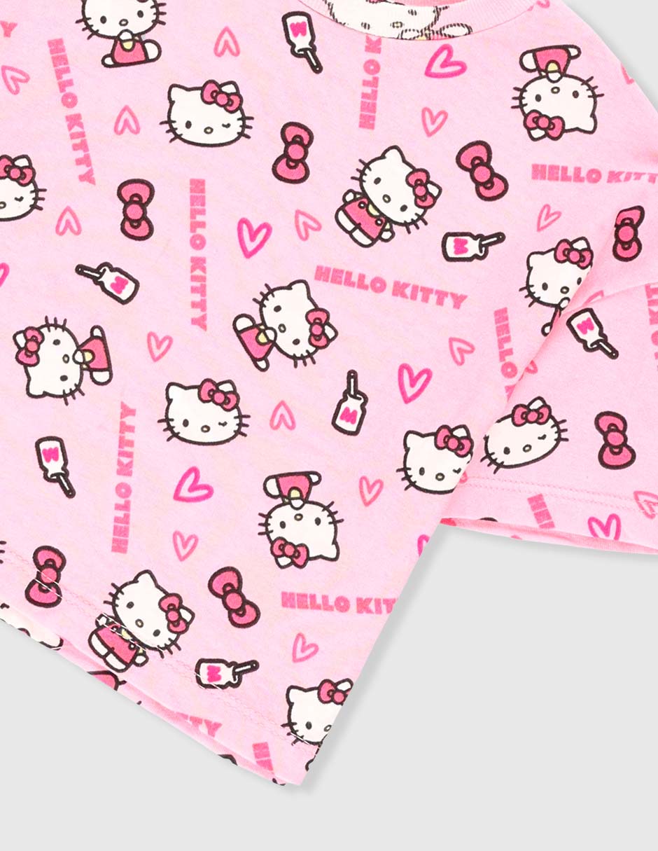 Playera Hello Kitty manga corta para niña