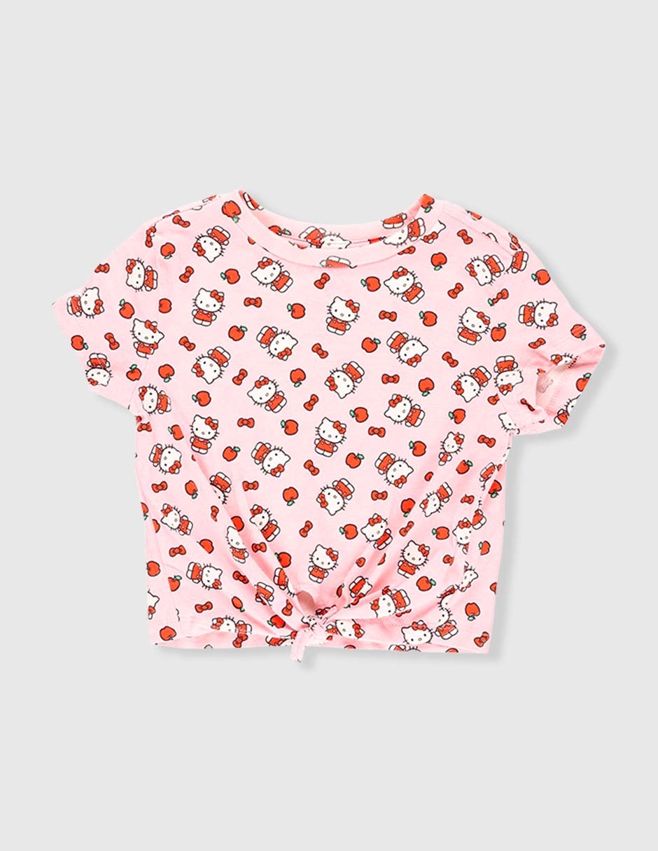 Playera Hello Kitty manga corta para niña
