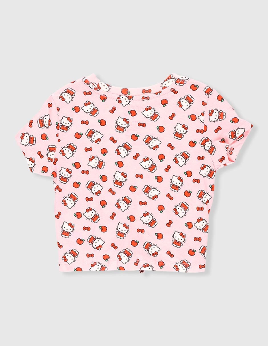 Playera Hello Kitty manga corta para niña